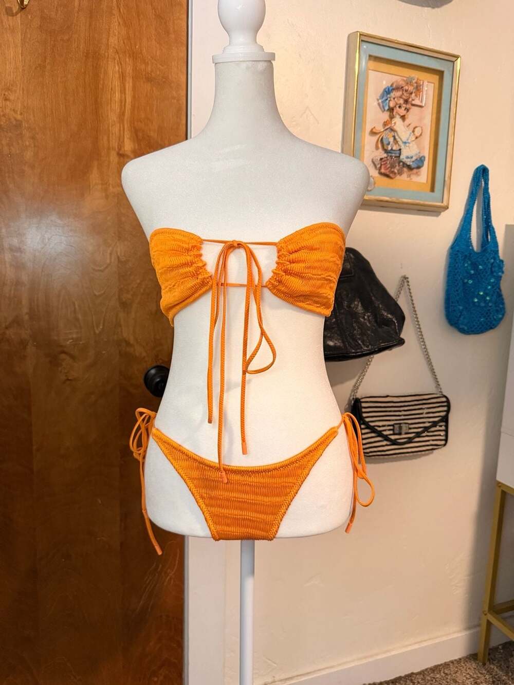 Triangl Aster Desert Orange Ruched Bikini Set Size Medium